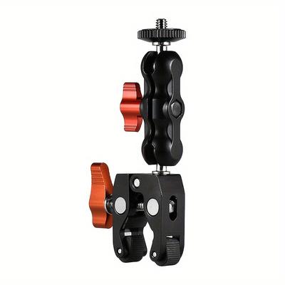 "TEMU 1pc Aluminum Alloy Multifunctional Ball Head Super Clip Jig Arm With 1/4" And 3/8" Screw Hole, Suitable For Gps, Mobile Phone Holder And Sports Camera" Image