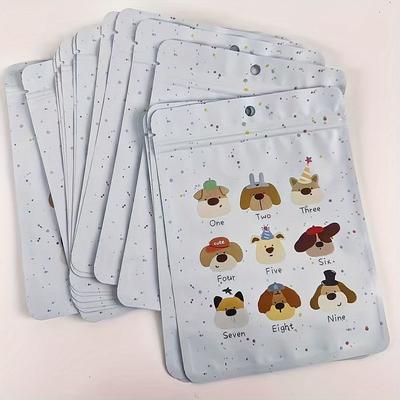 TEMU 10pcs Adorable Cartoon Bear & Dog Party Favor Bags - Matte Self-sealing Plastic With Colorful , Cute Pouches For ' Parties & Decorations, Birthday Gift Bags|cute Animal Design| Illustrations Image