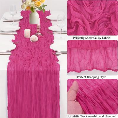 TEMU 1pc Solid Color Polyester Rectangular Table Runner, 35 X 118 Inches (90 Cm) , Baby Showers, Weddings, Vintage Table Decorations, And Birthday Parties Image