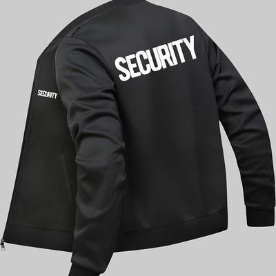 TEMU Men's Fashion Security Jacket, Collar, Zippered Pockets, Polyester, Geometric Pattern, , Regular Fit, Knitted Fabric, Pullover Style Image