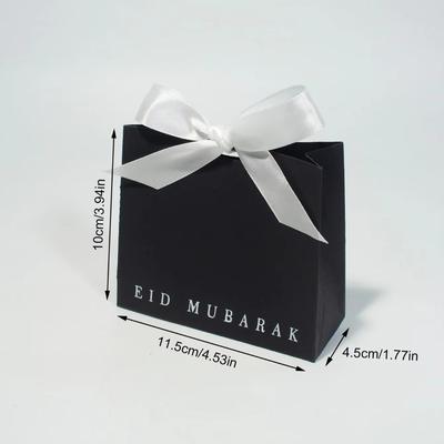 TEMU Stylish Mini Gift Boxes For Eid – Elegant Design In Black, White, And Green With Classic Golden Lettering – Treats, Chocolates, And Small Gifts – Ideal For Eid Celebrations And Special Gifting Image