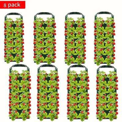 TEMU 8-pack Traditional Polished Finish Uv-resistant Hanging Grow Bags With Handles For Indoor & Outdoor Vegetable Planting Image