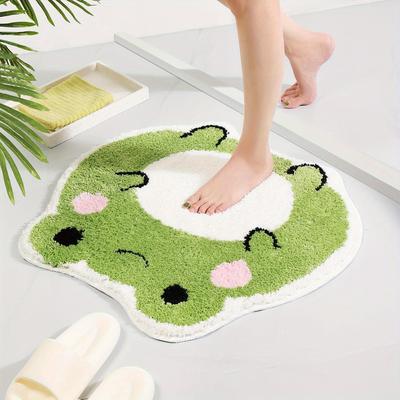 TEMU Cashmere Cute Frog Bathroom Anti-slip Absorbent Carpet For Bedroom, Kitchen, Bathroom, Entrance Door And Hallway Image