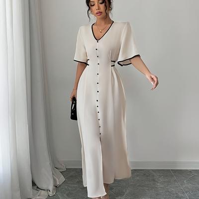 TEMU Elegant Long Dress In Black And Block For Women's Wear Image
