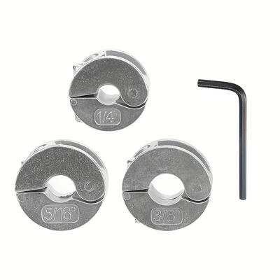 TEMU 3pcs Ruitool Drill Bit Stop Collar, 6/8/10 Mm, Adjustable Open-ended, Alloy, With Wrench, For Drilling Holes Image