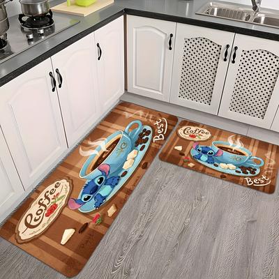 TEMU 1pc Polyester Kitchen Mat With Stitch Thickness Of 10mm 550g/m² Rectangle, Anti-slip Floor Mat, Running Mat For Living Room Bedroom, Kitchen Bathroom Washing Machine Washable Mat Cfdd0307b Image