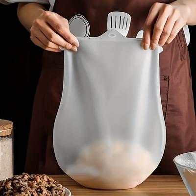 TEMU 1pc Reusable Silicone Dough Mixing Bag With Measurement - Bread, Pastry, Pizza, Tortillas, And More | Food-safe Kitchen Tool For Easy Flour Mixing And Storage Image