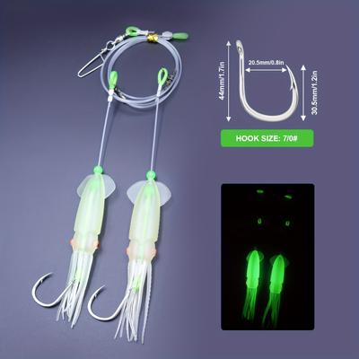 TEMU Deep Sea Fishing Rig 8062 Octopus Skewer Hook With -the-dark Squid Lure High Strength Fish Hooks For Deep Tuna Fishing Kit Image