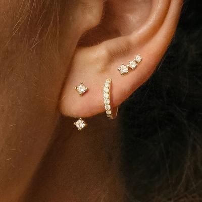 TEMU 6pcs Simple Synthetic Zirconia Copper Earring Set, Stainless Steel Ear Needle, No Plating, Gift For Girlfriend, Christmas, Halloween, Suitable For Women's And Parties Image