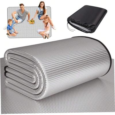 "TEMU Camping Mat 59x78" Camping Sleep Mat Insulated Aluminum Foil Tent Mat Picnic Mat 0.16" Thick Foam Picnic Blanket Reflective Heat Foam Sleeping Mat" Image