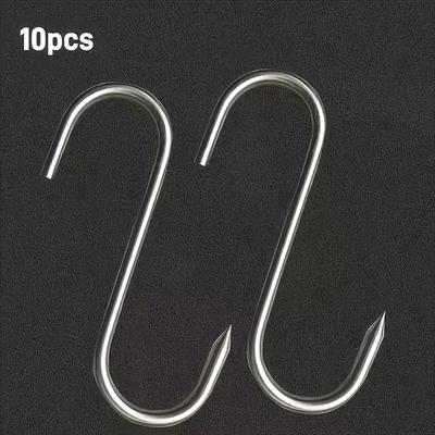 TEMU 5/10pcs Meat Hook Stainless Steel Butcher Hook Smoke Hook Meat Hook S-type Hook For Hanging Drying Barbecue Bbq Sausage Chicken Beef Hook Tool Kitchen Gadgets Image