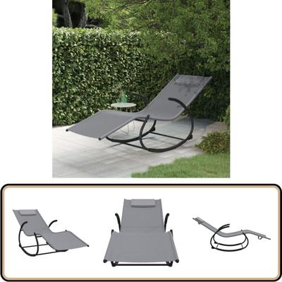 Schaukelliege Grau Stahl und Textilene - Gartensessel - Liege - Schaukelliege - Outdoor Möbel Image
