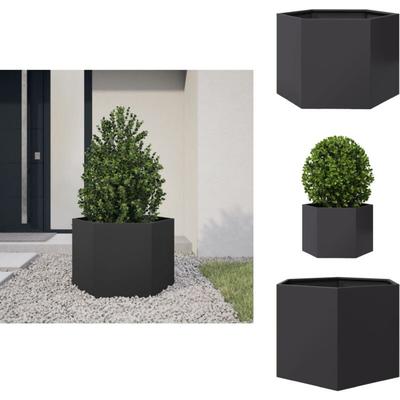 Pflanzkübel Schwarz Sechseckig 69x60x45 Stahl - Pflanzkübel - Pflanzgefäß - Hochbeet - Blumenkasten Image