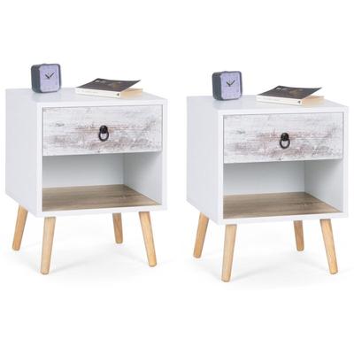 Idmarket - Set aus 2 Nachttischen bahia 1 Schublade mit skandinavischer Nische Image