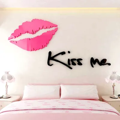 Kiss me Lips Acryl-Wandaufkleber für Wohnzimmer, Schlafzimmer, DIY-Wandaufkleber, Heimdekoration, Image