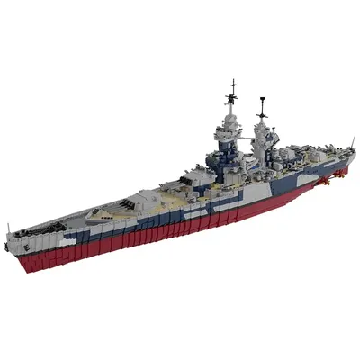 MOC 1:200 Französisch Richelieu Schlachtschiff Bausteine Weltkrieg Kriegsschiff Simulation Boot Image