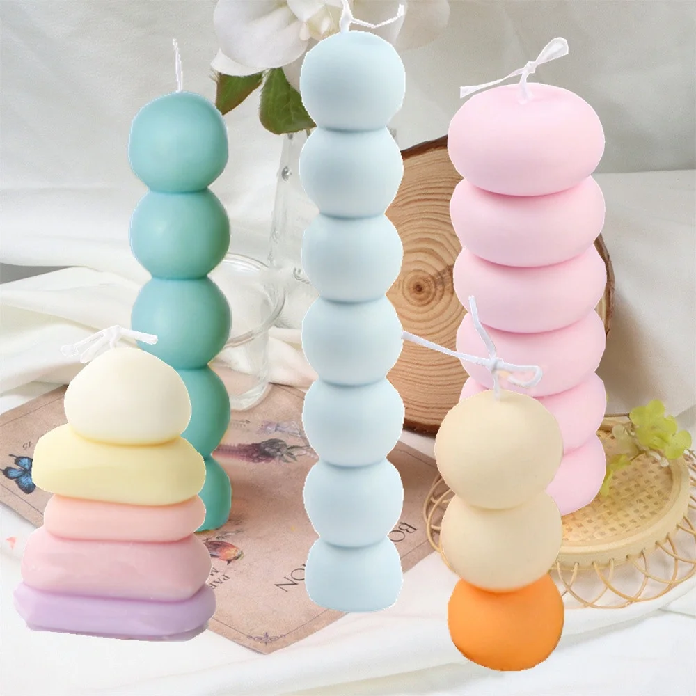 3D Blase Perlen Silikon Kerze Form DIY Ball Säule Seife Werkzeug Unregelmäßige Steine Haufen Duftenden Gips Harz Form Elegantes Geschenk Image