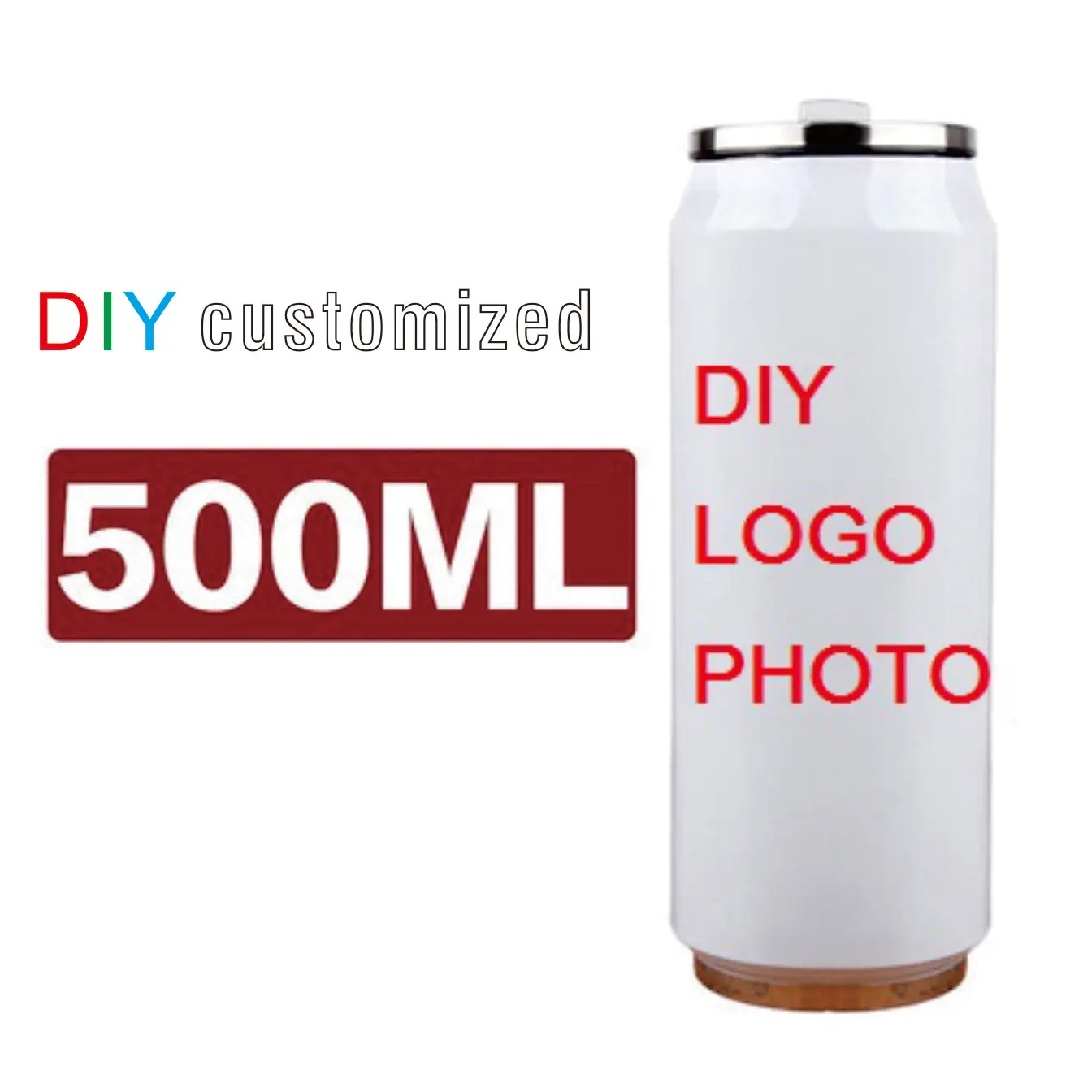 500 ML/450 ML Thermoskanne Cola Dose DIY LOGO FOTO Name TEXT Bunte Druck Anpassen Personalisieren Geschenk Halten kalt Kühl Sommer Getränk Image