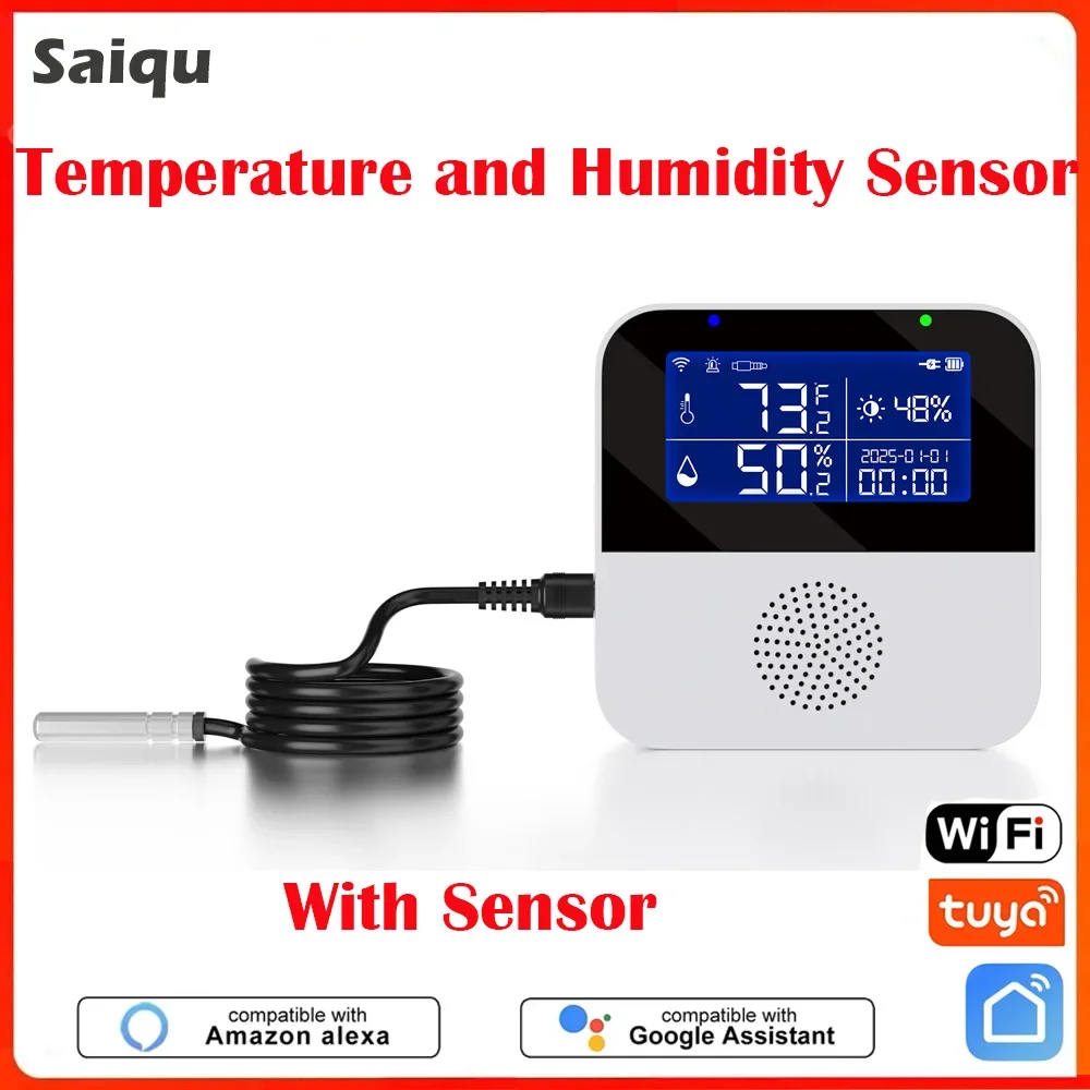Tuya WIFI Temperatur Feuchtigkeit Sensor LCD Display Digital Thermostat für Smart Home SmartLife Unterstützung Alexa Google Assistent Image