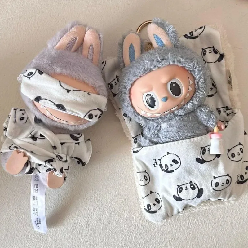 Puppenkleidung für 17–20 cm große, handgefertigte Panda-Nachtwäsche-Outfits, kompatibel mit Labubu-Baumwollpuppen Image