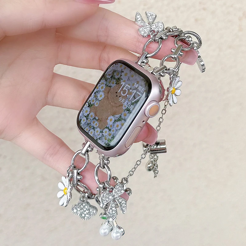 Schmuckarmband für Apple Watch 10 Band 46 42 mm 9 8 7 41 45 mm Damenarmband iWatch Serie 6 5 4 3 SE Ultra 2 49 mm 38 44 40 mm Image