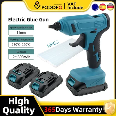 100W Battery Glue Gun Brushed Motor Electric Hot Melt Glue Gun for DIY Crafts Home Repairs With 11mm Glue Sticks Fast Heating