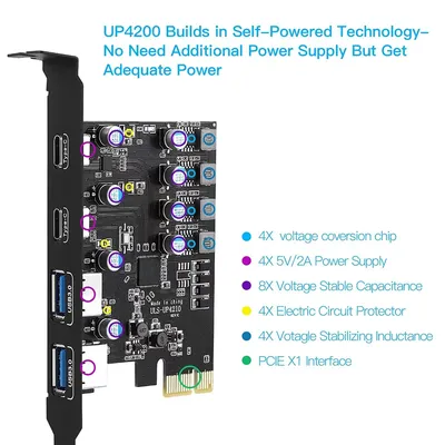 PCI-Express-Karte 2Port USBA/USBC 5 Gbit/s USB3.2 Gen1 USB3.0 PCIE-Kartenerweiterung Image