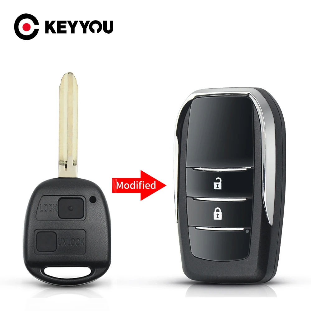 KEYYOU Für Toyota RAV4 Avalon Echo Prado Tarago Camry Tarago TOY43 Klinge Fob Fall Geändert Klapp Auto Schlüssel Shell Image