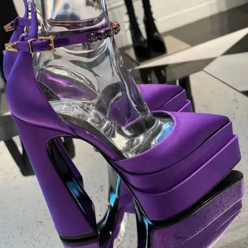 【Messen Sie Ihre Fußlänge vor der Bestellung】 Luxuriöse Designer-Damen-Sandale mit Kristallriemen und sexy High-Heel-Kleid, Party-Damenschuh 21-CHC-25