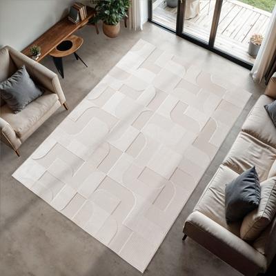 Teppich AYYILDIZ TEPPICHE "DOHA 1651", beige (creme), B:120cm H:4mm L:170cm, Polypropylen, Teppiche, 3D Hoch-Tief-Effekt, leichter Kurzflor, Läufer, In- und Outdoor Image
