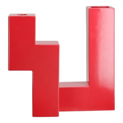 Tischvase GILDE "Kerzenleuchter-Vase Patras", rot, B:26cm H:25,6cm T:12,5cm, Keramik, Vasen Image