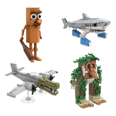 MOC AI Brainrot Tiere Figur Tung Tung Wol Sahur Bausteine Tralalero Tralala Bombardiro Crocodilo Brr Image