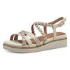 Keilsandalette TAMARIS, Damen, Gr. 42, beige (creme), Leder, Lederimitat, modisch, Schuhe, Riemchensandale, Sommerschuh mit verstellbarer Schnalle