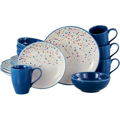 Kombiservice CREATABLE "Joy, Kombi-Service 16-tlg.", bunt (blau, bunt), 16 tlg., Steinzeug, Geschirr-Sets, Unregelmäßige bunte Punkte, Gute Laune Geschirr, Frisch, Freundlich Image