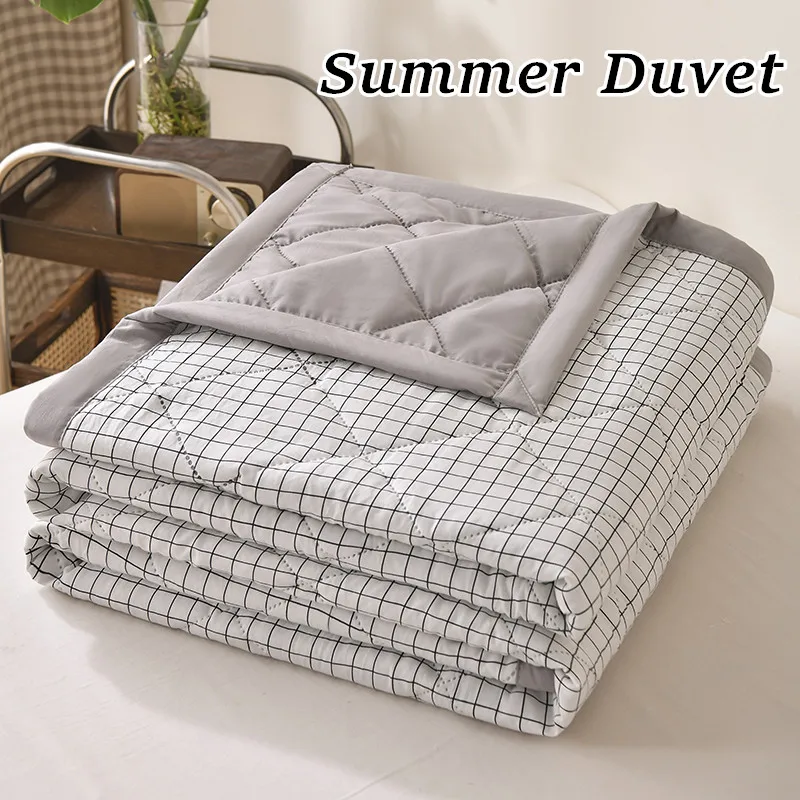 Sommer-dünne Bettdecke im karierten Stil, gesteppt, weiche Decke, coole Steppdecke, Einzel-/Doppelbett-/Queen-Size-Bettdecke, •이불 (kein Kissenbezug) Image