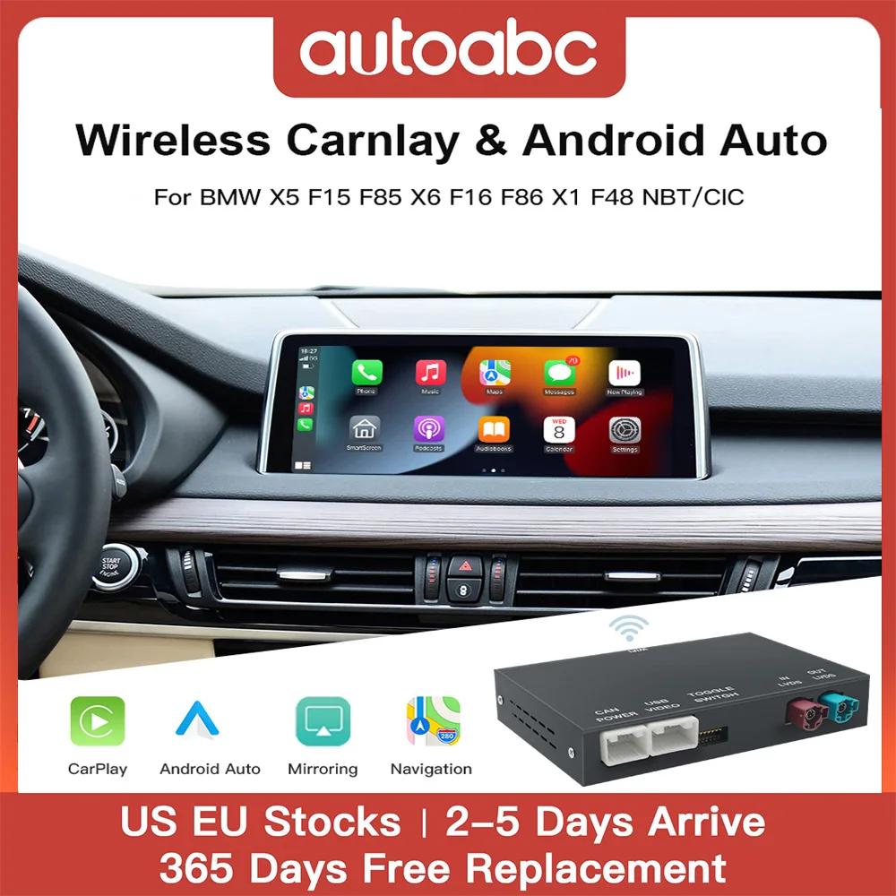 AUTOABC Wireless CarPlay für BMW X5 F15 F85 X6 F16 F86 X1 F48 2010-2017 NBT/CIC mit Mirror Link AirPlay Car Play Android Auto Image