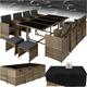 Tectake - Set da giardino in rattan Palma, 8+4+1 - arredo giardino, mobili da giardino, set da