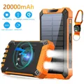 Banca di energia solare 30000mAh con cavo Caricatore portatile Powerbank di ricarica wireless per iPhone 16 15 14 Xiaomi Huawei Samsung S24