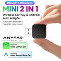 2025 Nuovo mini adattatore CarPlay 2 in1 cablato a wireless Android Auto Smart Box Plug and Play Connessione automatica Aggiornamento OTA universale