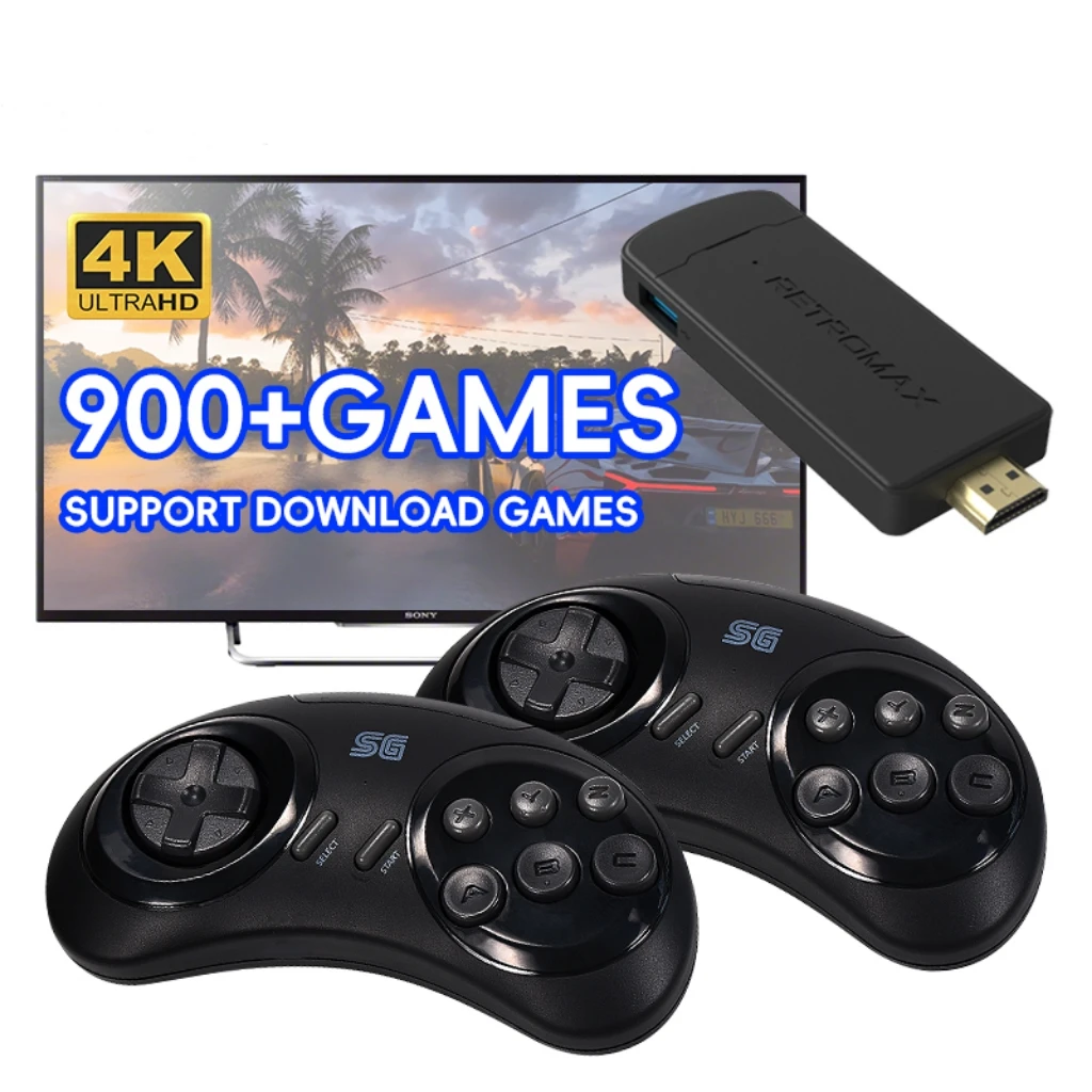 Console de jeu vidéo rétro sans fil 16 bits, pour Sega Genesis, compatible HDMI, plus de 900 jeux pour SEGA/FC