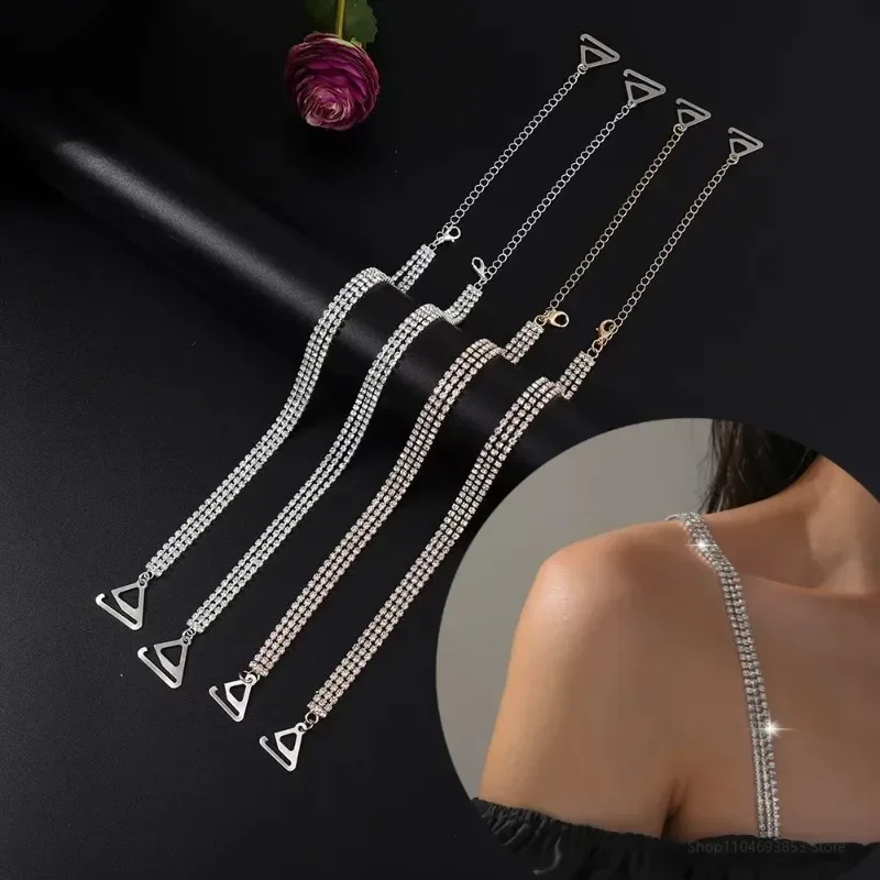 Bretelles de soutien-gorge en strass brillant, nouvelle sangle de sous-vêtements réglable en métal, trois rangées antidérapantes, accessoires intimes pour femmes, Cache Teton