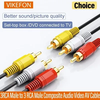 VIKEFON 3RCA Male to 3 RCA Male Composite Audio Video AV Cable Plug 3X RCA Retail & Wholesale 1.5M