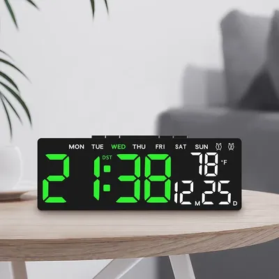 Digital Alarm Clock TEMP Date 2 Alarm Timing Countdown DST Snooze Table Clock Auto Dimming 12/24H