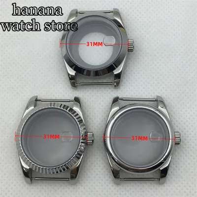BLIGER Ladies 31mm case Silver tooth round slot polished bezel sapphire glass suitable for NH05