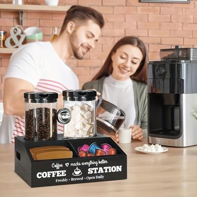 TEMU Large Wooden Storage Box For Kitchen, Office, And Coffee Station - Coffee Beans, Spices, And More - Classic Open- For , Coffee Station Accessories, Shelf Baskets Image