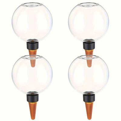 TEMU 4pcs Self-watering Globes, 17oz Automatic Plant Waterer With Black Cap And Orange Stem, Transparent For And Lawn Irrigation, In Colors, Plant Watering Devices Image