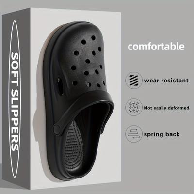 TEMU Unisex Lightweight Eva Clogs - Soft, Non-slip Summer Beach For , Breathable Round Toe Design In Black, White, Purple & Pink, Outdoor Casual Wear, Strappy Image