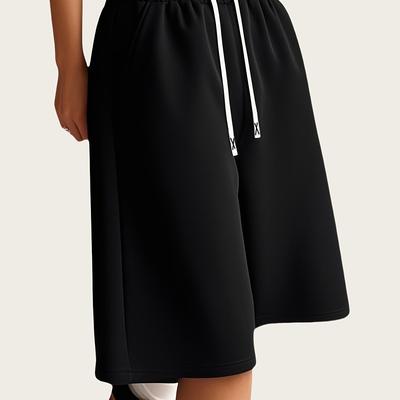 TEMU A Single Piece Of Lightweight Casual Summer Shorts For Women, Featuring A Solid Color, Drawstring Waist, And Loose Fit. Image