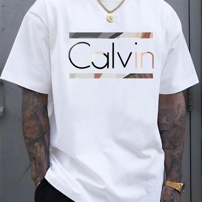 TEMU Men's Letter Casual Short Sleeve Summer Cool, Stylish Versatile Comfortable Men's Shorts Image