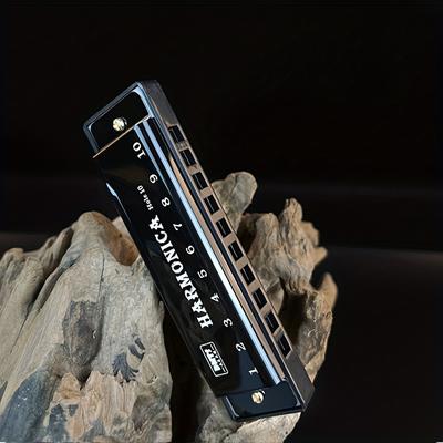 TEMU 10-hole Beginner Harmonica With Treble Accuracy, Cute Anti-drop Design, Polished , High-quality Abs Material, White/ Options Image